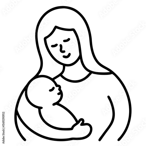Mother holding baby in loving pose, icon