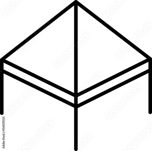 Tent camp vector silhouette black icon.