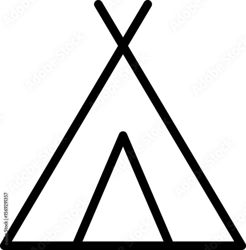 Tent camp vector silhouette black icon.