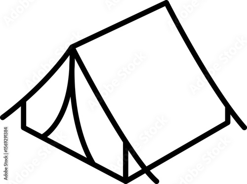 Tent camp vector silhouette black icon.