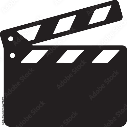 Film production icon, party clapperboard silhouette, clapper board logo icon, cinema clapperboard silhouette, movie clapperboard silhouette