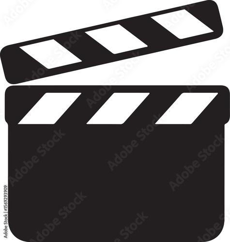 movie clapperboard icon, film production icon, movie clapperboard silhouette vector icon