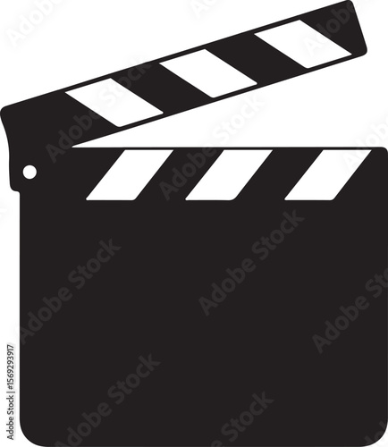 movie clapperboard icon, film production icon, movie clapperboard silhouette vector icon