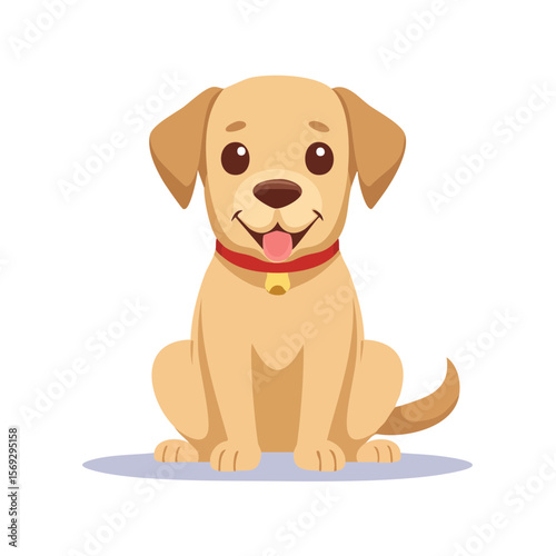 Cartoon Illustration of a Happy Labrador Retriever Puppy Sitting