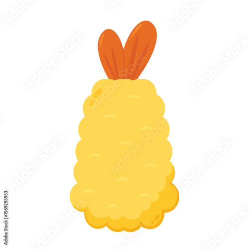 Tempura fried shrimp vector isolated illustration. Tempura fried shrimp on white background.