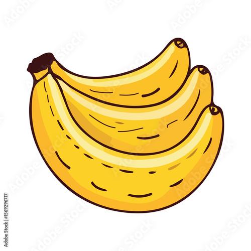 Cartoon Banana Bunch Yellow Tropical Fruit Illustration
