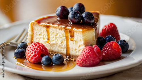 Maple cheesecake with berries on top