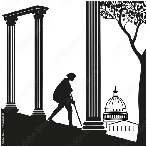 black silhouette vector of 3 column structure layout