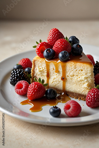 Maple cheesecake with berries on top