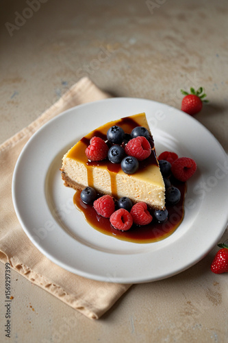 Maple cheesecake with berries on top