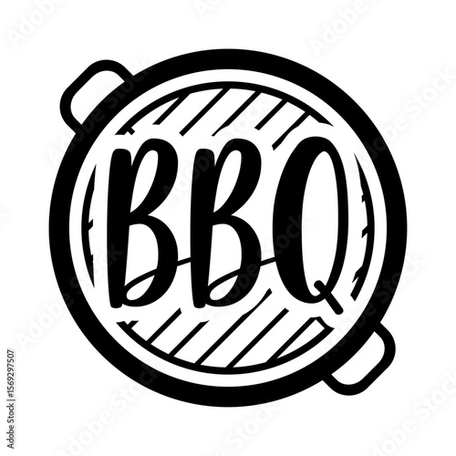 Logo con texto BBQ en parrilla para barbacoa