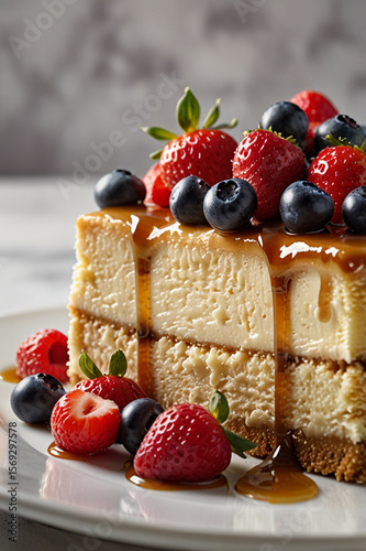 Maple cheesecake with berries on top