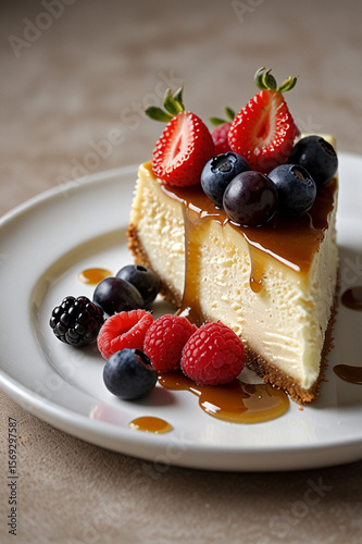 Maple cheesecake with berries on top
