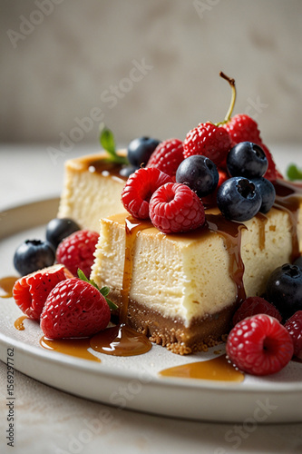 Maple cheesecake with berries on top