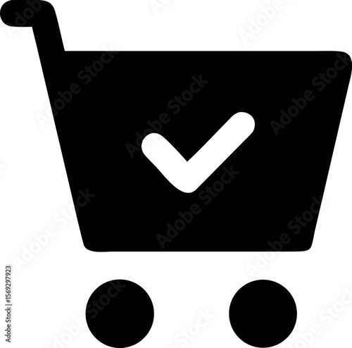 Successful Online Shopping Cart Icon with Checkmark Graphic