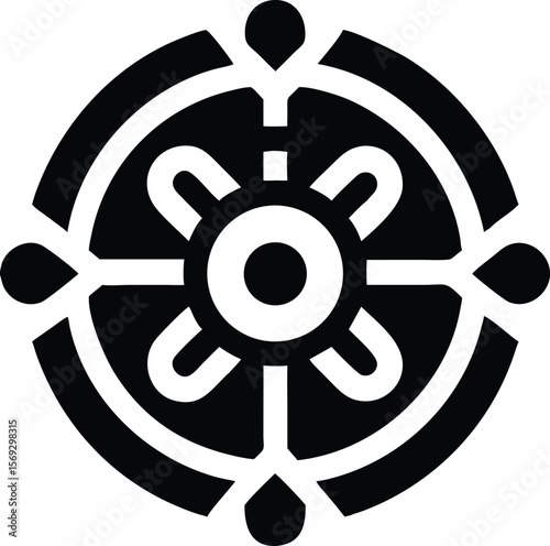 Abstract wheel symbol black and white
