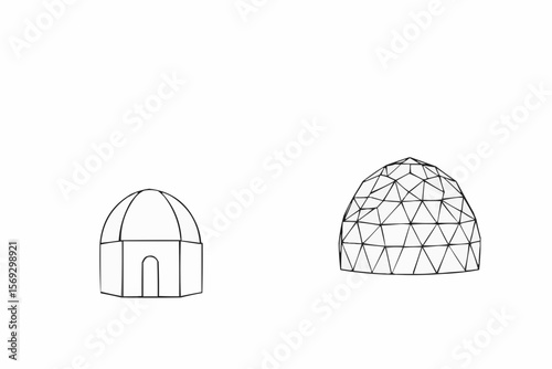 Simple structure design shows geometric progression. Shapes come together in a complex arrangement.