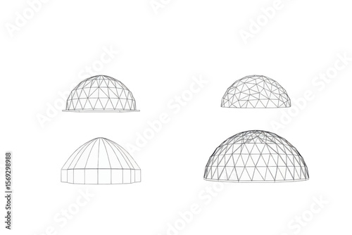 Architectural renderings of domes, highlighting their structural designs and geometric constructions.