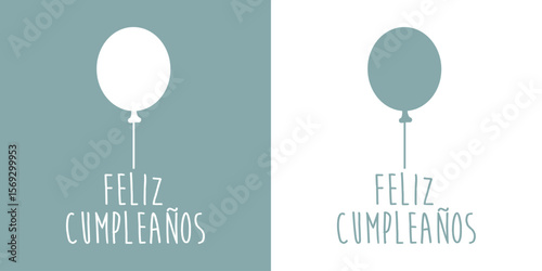 Mensaje Feliz Cumpleaños en español con globo con cuerda 