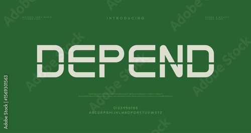 Depend Creative font. Modern abstract digital tech font. Logo creative font, type, technology, movie, digital, music, movie. Fonts and illustration in vector format.