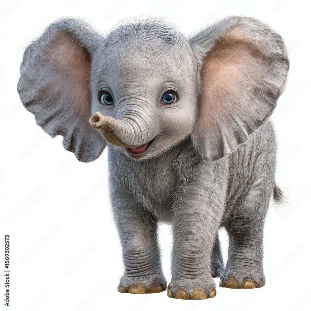 Fototapeta premium Charming Baby Elephant A Captivating 3D Render