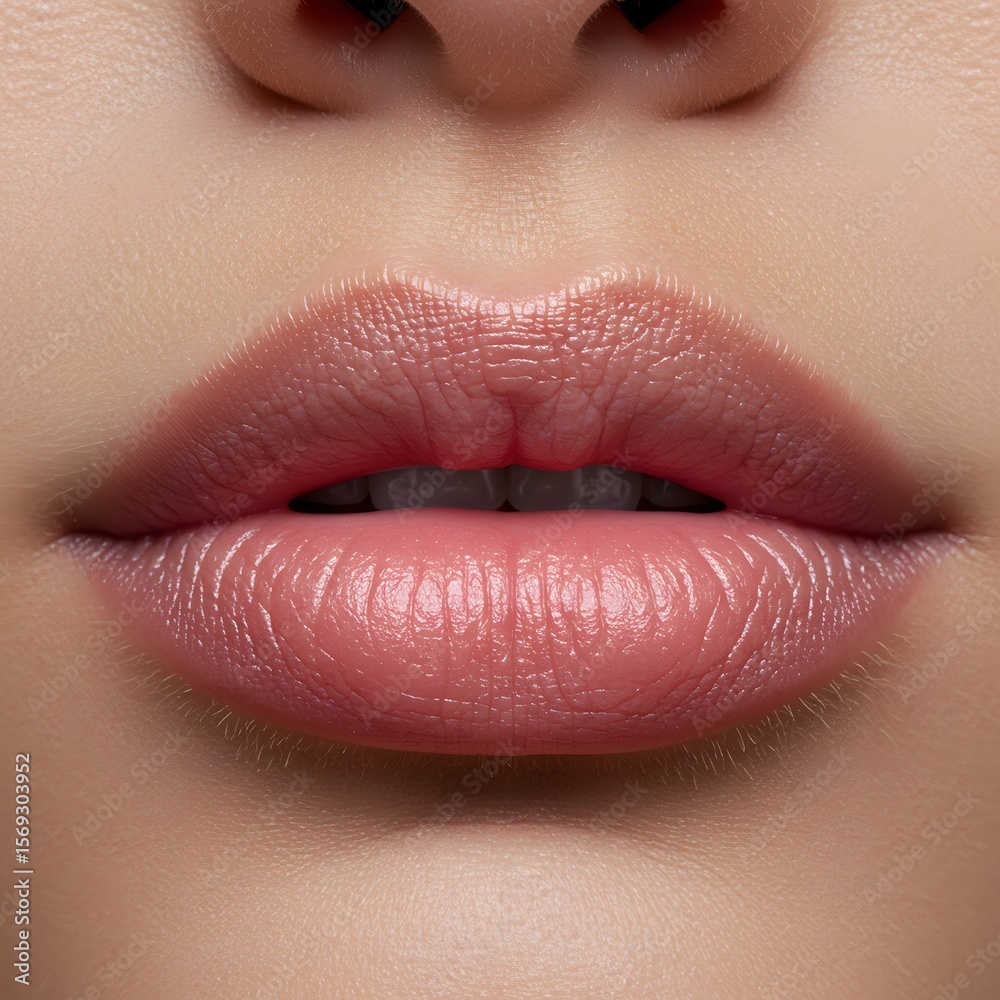 Fototapeta premium Close Up of Lips with Pink Gloss