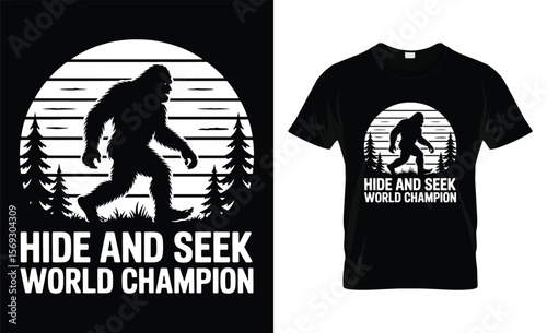 Bigfoot hide and seek world champion vintage sunset forest design