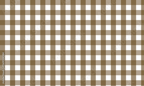 Brown gingham check fabric texture background.  Plaid fabric seamless pattern background.