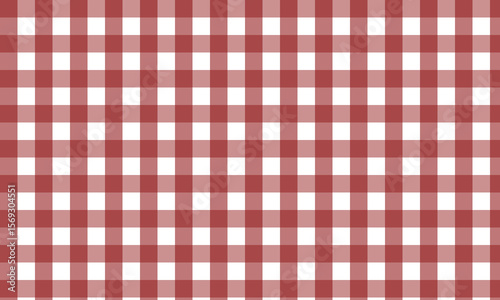 Red gingham check fabric texture background.  Plaid fabric seamless pattern background.