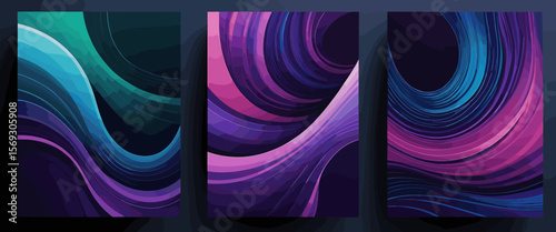 Abstract Colorful Wave Patterns in Vibrant Blues and Purples for Modern Design and Artistic Backgrounds