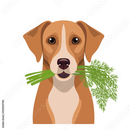 Dog with Dill: A Cute Canine Portrait with Fresh Herbs