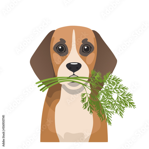 Beagle with Dill - Adorable Dog Illustration in SVG Format
