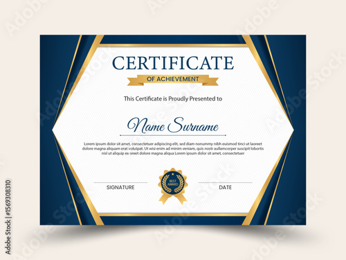 Certificate Design. Modern luxury diploma certificate of achievement template, certificate of award