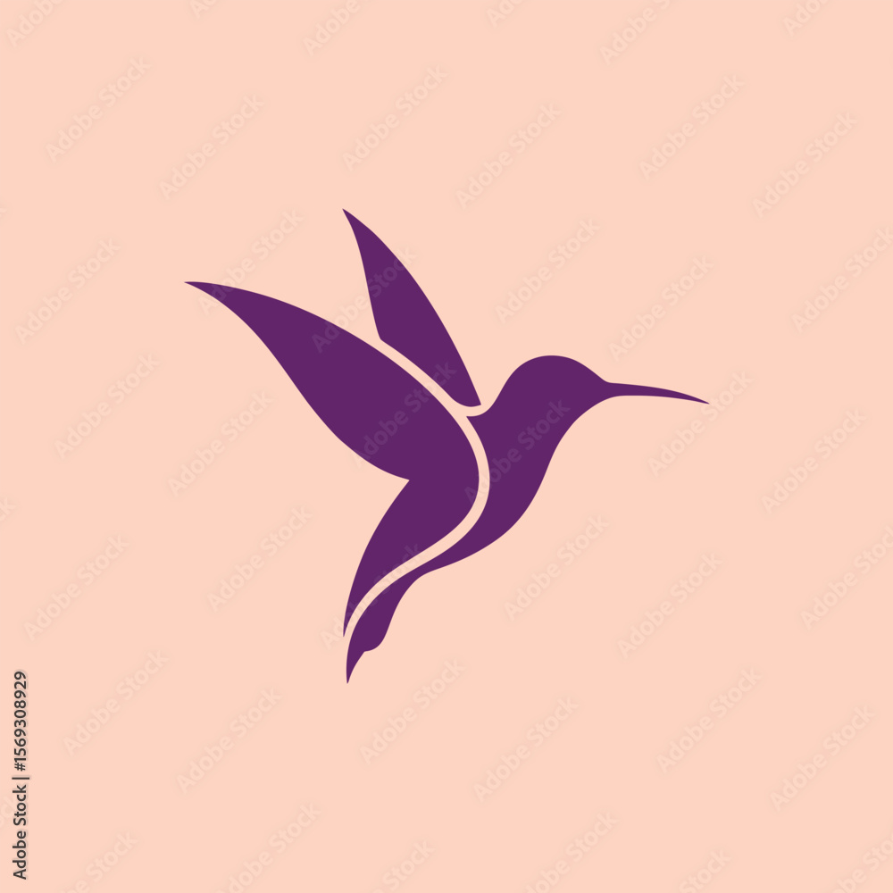 Naklejka premium Purple Hummingbird Silhouette in Flight