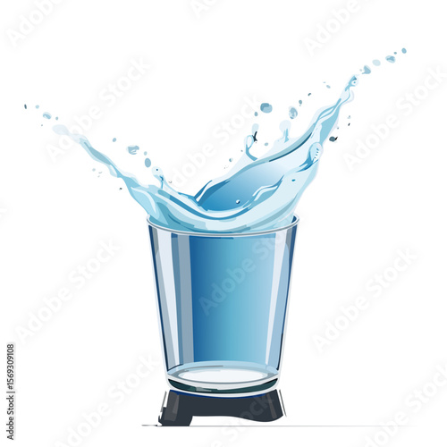 Water Splashing from a Glass - Refreshing Hydration Moment