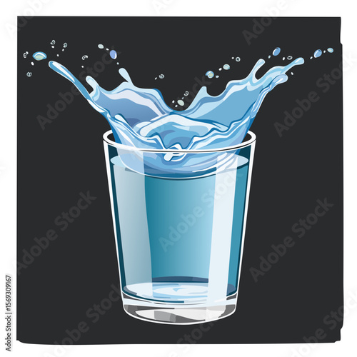 Water Splash in a Glass: Refreshing and Dynamic Vector Illustration