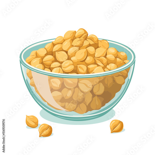 Illustration of a Glass Bowl Filled with Crunchy Peanuts, a Healthy Snack Option
