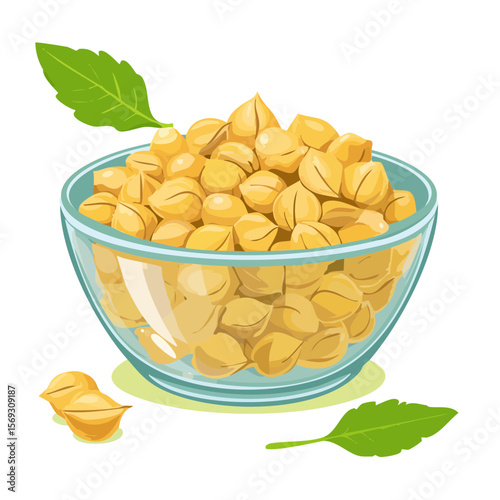 Bowl of Chickpeas Illustration for Healthy Eating and Vegetarian Recipes