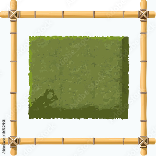 Bamboo Frame with Green Bush for Decoration or Display