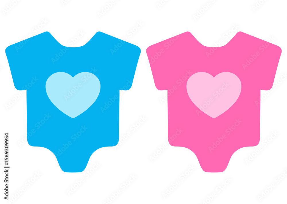 Logo de mono de bebé con corazón en color azul y rosa
