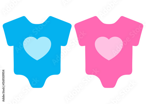 Logo de mono de bebé con corazón en color azul y rosa