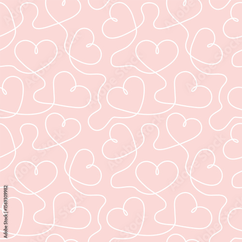 Heart seamless pattern. Repeating love background. Repeated scattered hearts for design prints. Scattering graphic motif. Repeat lattice. Randomly ornament. Decorative elements. Vector illustration