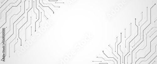 Motherboard technology circuit board texture design. Creative idea AI banner concept for internet technology. Digital motherboard concept for poster, cover, banner, header, web presentation template.