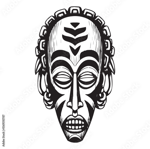 African Tribal Mask Vector Illustration. AI generator