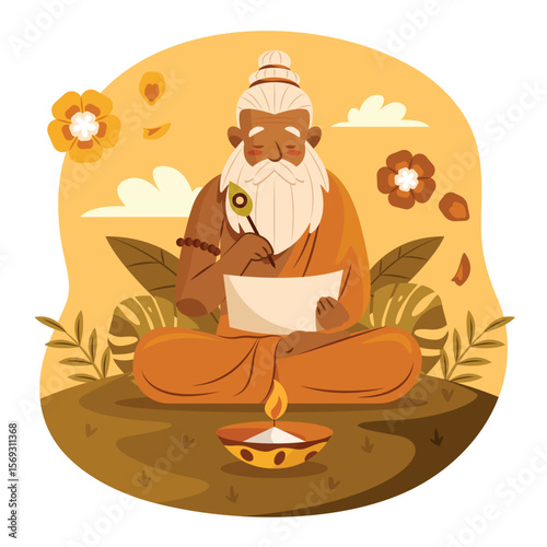 Guru Purnima Spiritual Meditation  Illustration