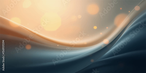 Vibrant orange and blue flowing lines create an abstract, bright, and energetic light design for a captivating background
