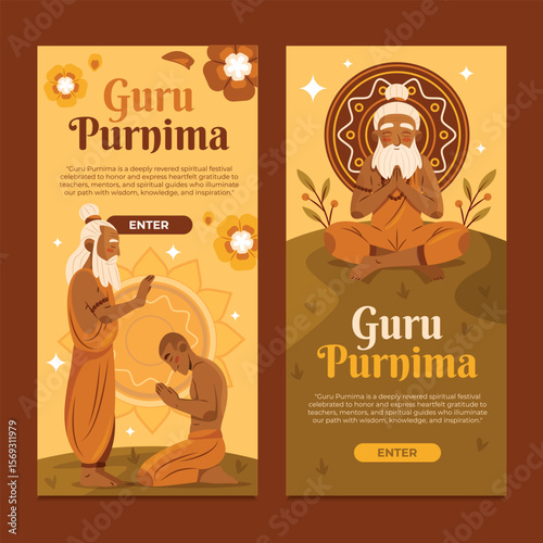 Guru Purnima Spiritual Celebration Vertical Banners Collection