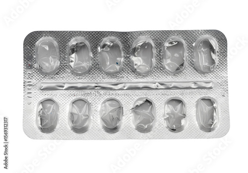 Empty Medication Blister Pack A CloseUp View isolated on transparent baackground