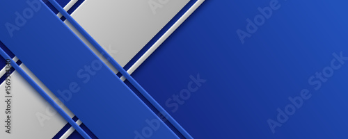 Geometric background with blue and white stripes. Minimal flyer design template