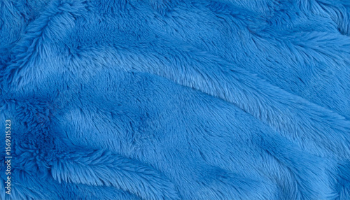 Neon Blue Soft Fur Texture. Wrinkle Surface. Background. Wallpaper.